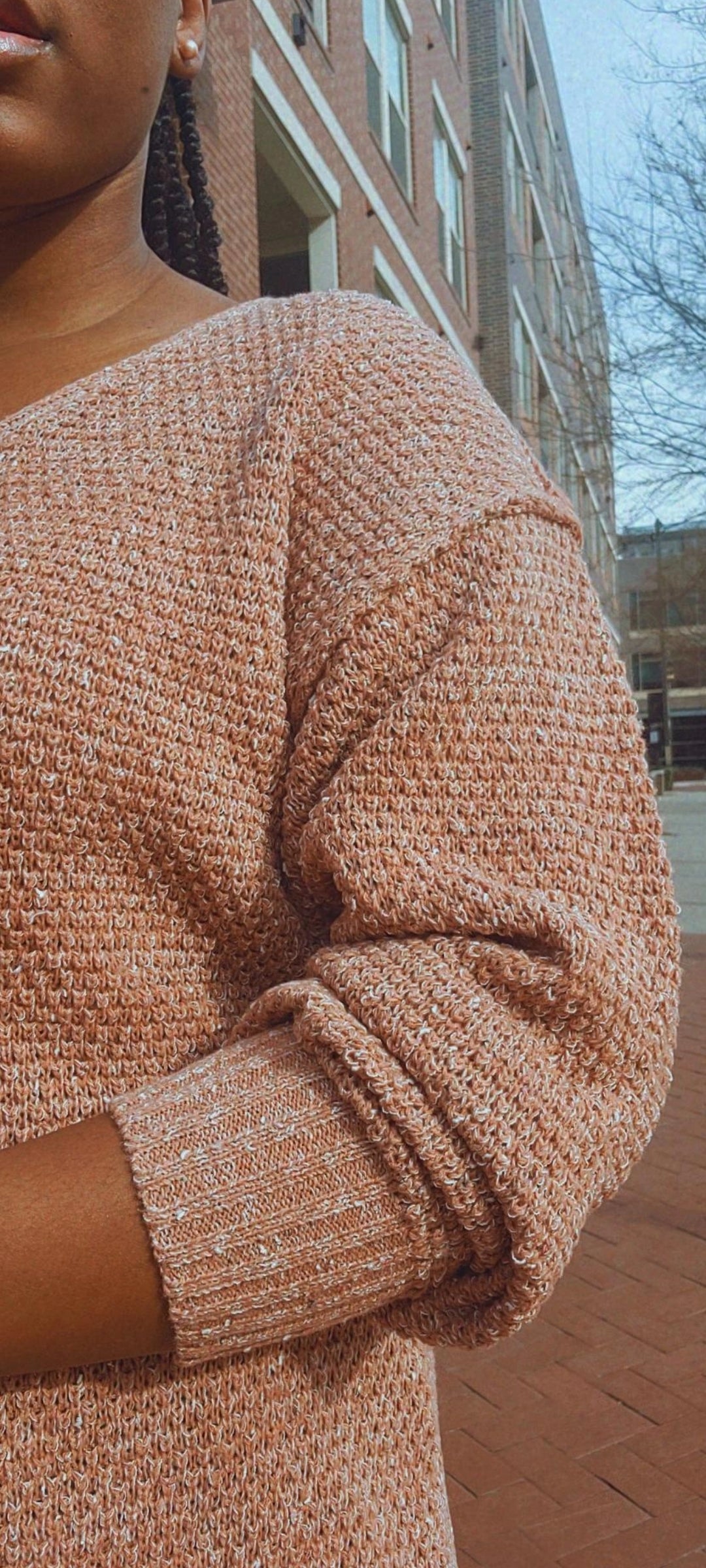 Two Tone Mauve Mix Knitted Button Up Sweater