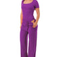 Slinky short sleeve body suit with flare pants fashion set: Black