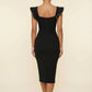 BANDAGE RHINESTONE ON SLV BODYCON MIDI DRESS