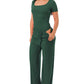 Slinky short sleeve body suit with flare pants fashion set: Mocha
