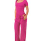 Slinky short sleeve body suit with flare pants fashion set: Black