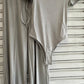 Slinky short sleeve body suit with flare pants fashion set: Mocha