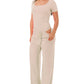 Slinky short sleeve body suit with flare pants fashion set: Black