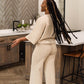 Apricot Sleeve Knit Sweater with Knit Flare Pants Set