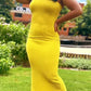 Yellow Knit Rib Tube Maxi Dress
