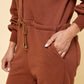Button Down Front Long Sleeve Jumpsuit