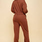 Button Down Front Long Sleeve Jumpsuit