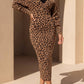 DEEP V KIMONO SLV SWEATER DRESS: ANIMAL / M