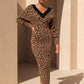 DEEP V KIMONO SLV SWEATER DRESS: ANIMAL / L