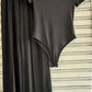Slinky short sleeve body suit with flare pants fashion set: Mocha