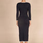 HEM CONTRAST LONG SLV MIDI DRESS : Black / S