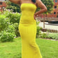 Yellow Knit Rib Tube Maxi Dress