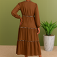 Chestnut Floral Long Sleeve Maxi Dress
