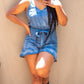 Denim Like Ruffle Draw String Jumpsuit