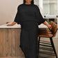 Black Sleeve Knit Sweater with Knit Flare Pants Set